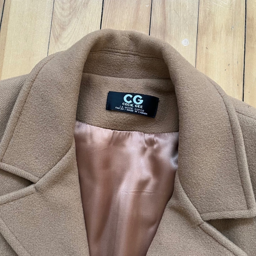 Cecil Gee Camel Tan Wool Blend Long Coat Made in Canada Notched Lapel Mens M - Picture 2 of 8